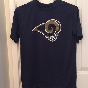 NWOT navy blue Rams shirt (m10-12)